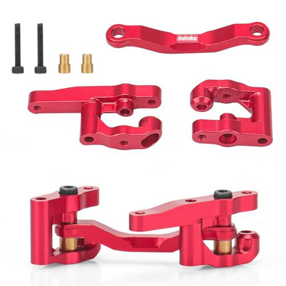daitoku RC Steering Set Aluminum Upgrade Parts Steering Assembly for 1/18 Arrma Granite Typhon GROM 1/16 Mojave GROM 1/12 Losi Nascar RC Car (Red) - color: Red