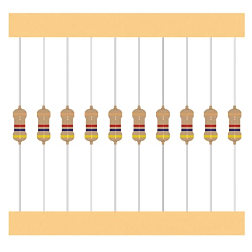 25 Values 1/4W Resistor Kit from 1 Ohm to 1M Ohm 1/4 Watt 5% Carbon Film Resistors Assortment - size: 1/4W