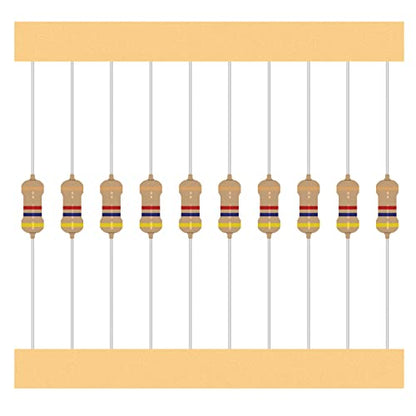 25 Values 1/4W Resistor Kit from 1 Ohm to 1M Ohm 1/4 Watt 5% Carbon Film Resistors Assortment - size: 1/4W