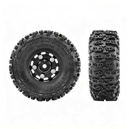 0.7” Wheel & Crawler Terrain Tire Set for 1/30 RC Crawler, -1.00mm Offset, Axial SCX30 & Redcat Ascent-32, CNC Aluminum Rims, 5mm Hex, Shims Screwdriver Included, Pre-Assembled, 4 pcs, Black - color: Black-1, size: Rock-trail-clean-out