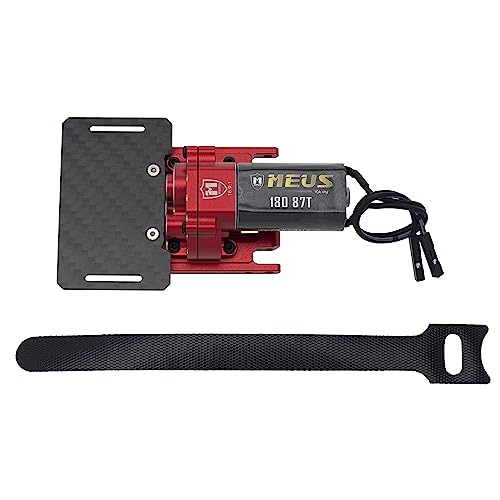 MEUS RACING TRX4M Transmission Motor Kit with Skid Plate and Battery Mount for TRX4M Defender Bronco K10 F150 1/18 RC Crawler Car Upgrades Toy Vehicles and Accessories (Red) - color: Red