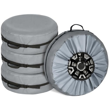 Explore Land Tire Cover with Handle - Seasonal Spare Tire Bag, Heavy Duty Winter Wheel Storage Tote Against Dust and Scratches, 4 Pack (Fits Diameters 26''-28.75'', Charcoal) - size: M (Fits Tire Diameters 26''-28.75''), style: Tire Storage Bag-Charcoal