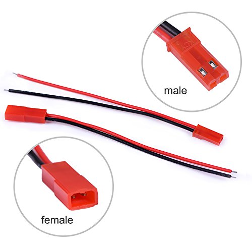 EBOOT 20 AWG JST Connector 2 Pin Male Female Connector Cable Wire, 10 Pairs | LED Strip RC Battery Wiring, 2-Pin Plug, 20AWG Wire, 10 Pairs Male Female JST Connectors