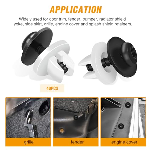 GOOACC 60Pcs Fender Liner Bumper Cover Splash Shield Hex Head Screw with Nylon U Nuts Kit for Fastening Front on Mazda 2, 5, 6, CX-5, CX-7 & CX-9 2014 – 2010 - color: 20 Sets License Plate Screw