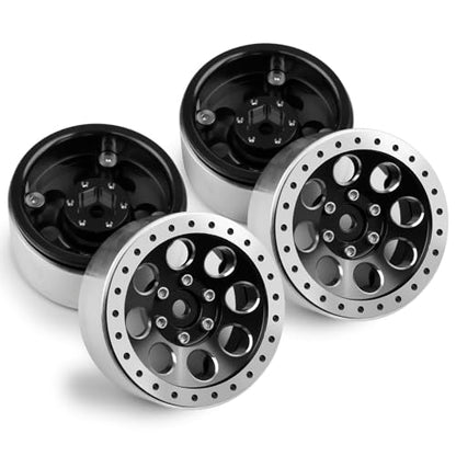 1.3 Beadlock Wheel Rims for SCX24 TRX4M Upgrade 1/24 1/18 RC Crawler Car (Black) - color: Black