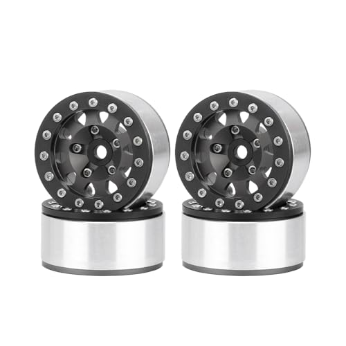 4PCS 1.55 Inch Aluminum Alloy Metal Beadlock Wheel Rim Hubs Replacement Accessory for AX90069 D90 TF2 CC01 Tamiya 1/10 RC Crawler Car Upgrade Parts(10Holes-Black) - color: 10holes-black