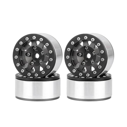 4PCS 1.55 Inch Aluminum Alloy Metal Beadlock Wheel Rim Hubs Replacement Accessory for AX90069 D90 TF2 CC01 Tamiya 1/10 RC Crawler Car Upgrade Parts(10Holes-Black) - color: 10holes-black