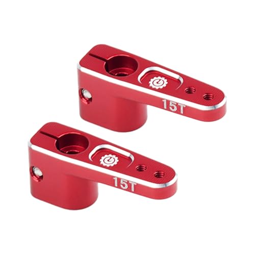 2PCS 15T SCX24 Servo Horn for EMAX ES08MA Suitable for Axial SCX24 AX24 90081 Etc 1/24 RC Crawler Car Upgrades (Red) - color: Red