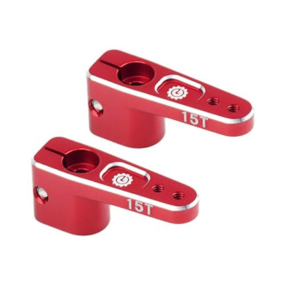 2PCS 15T SCX24 Servo Horn for EMAX ES08MA Suitable for Axial SCX24 AX24 90081 Etc 1/24 RC Crawler Car Upgrades (Red) - color: Red
