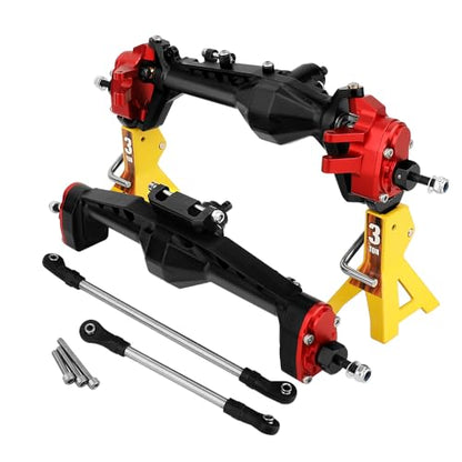 CNC Offset Portal Axle with Adjustable Link Mount for 1/10 RC Crawler Axial SCX10 III AXI03029 AR45P Rock Buggy LCG Chassis Cheater Rigs Upgrade Parts (red) - color: Red