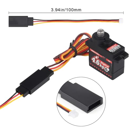 HobbyPark Waterproof Micro Servo Motor Metal Gear 4.6kg High Torque Mini Servo for FCX24 Axial SCX24 AX24 1/24 RC Crawler Car Upgraded Servos with JR to 1.25mm JST-MX ZH1.25 Plug Adaper Wire