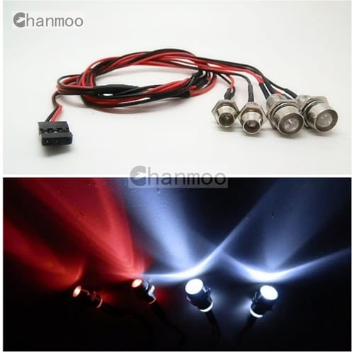 2Pack 4Leds RC Car LED Lights White Headlights Red Taillight Kit Accessories for RC Buggy Truck Tank Crawler Car SCX10 SCX24 TRX4 TRX6 Slash Rustler Redcat 4WD Traxxas HSP Tamiya Redcat