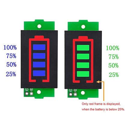 1S 2S 3S 4S 5S 6S 7S 8S 1-8S Lithium Battery Capacity Indicator Module 4 Sections Green LED Display Tester Li-po Li-ion (5 Pack) - color: Green