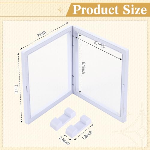 Harloon 12 Pcs 3D Floating Display Case Floating Frame Display Holder Stand Challenge Coin Jewelry Frame Box for AA Medallions Fossil Rock Gemstones Specimen(White,7 x 7 x 0.8 Inch,Square Base) - color: White, size: 7 x 7 x 0.8 Inch, style: Square Base