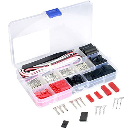 60 Sets JST Servo Connector Kits Plug Male Female Crimp Pin Cable with SN-28B Dupont Crimping Tool 0.1-1.0mm ²(AWG28-18) Compatible JST SYP servo wire cable for RC Car Hitec Spektrum Model Airplanes