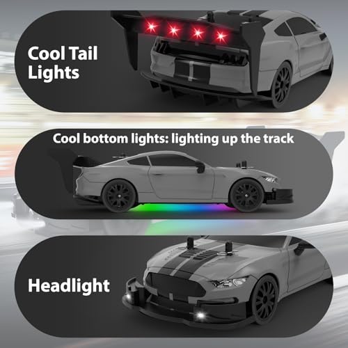 RC Drift Car 1/20 Scale 2.4GHz 4WD Remote Control Cars with Led Lights 22KM/H High Speed &1/28 Scale Gesture Sensing RC Stunt Cars Toys for 6-12 Years Old Boys Girls