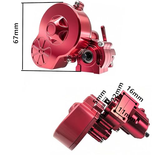 Metal Complete Gearbox Transmission Upgrade for Axial SCX10 AX10 Wraith 1/10 RC Crawler Car Truck(Red)