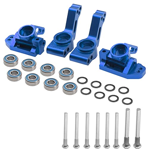 Metal Rear Stub Axle Carriers, C-Hubs Caster Blocks, Steering Blocks Compatible with 1/10 Traxxas Slash 2WD Stampede 2WD Rustler 2WD Nitro Slash RC Car Upgrade Part #3752 3736 3632 (Blue) - color: Blue