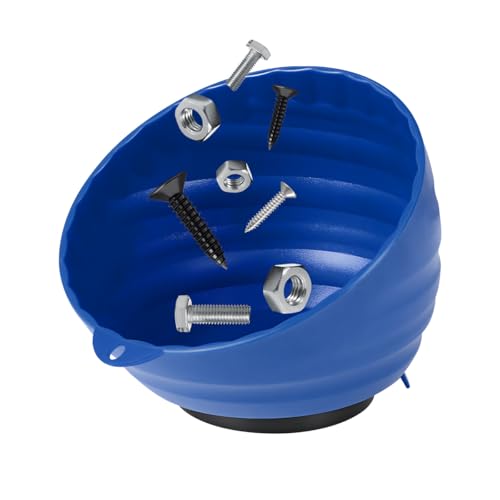 Magnetic Nut Cup, Curved Magnetic Parts Tray Bolts Organizer Holds Up to 5 Pounds, Multi-Use Nuts Screws Bowl Small Parts Tray Attaches to Metal Surface, Car Accessories (Blue) - color: Blue