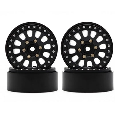 1.3” Brass Beadlock Wheels, -5.40mm Offset CNC 7 mm Hex Rims for 1/18 1/24 RC Crawler TRX4M, Axial SCX24 AX24, Redcat Ascent-18, FMS FCX24, 4 pcs, Matte Black - color: Matte-black