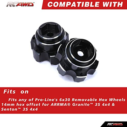 RCAWD Alloy Wheel Hex Adapters 1/10 6x30 to 14mm PRO634600 for Proline Series Wheel Tires Upgrade Parts