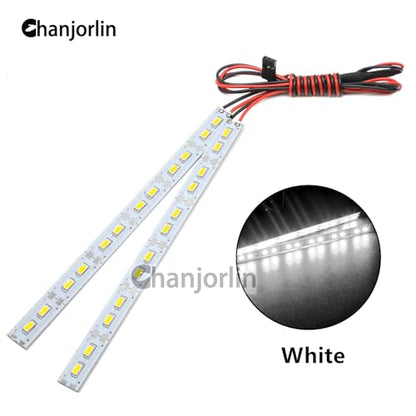 RC Car 24 LEDs Chassis Lights Strip Aluminum LED Lamp 6V Accessories for 1/8 1/10 1/16 RC Truck Tank Crawler Buggy Car HPS HPI Tamiya SCX24 TRX4 TRX6 Slash Rustler Redcat 4WD (White) - color: White