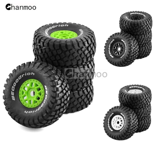 1/8 RC Short Course Truck Tires And Wheels 17mm Hex OD 140mm 1/7 All Terrain Off Road Tyres For 1:7 1:8 RC Buggy Truck Car HSP TRAXXAS UDR DF7 FS Atom ARRMA Mojave YK4072 DF7 4PCS (Green) - color: Green