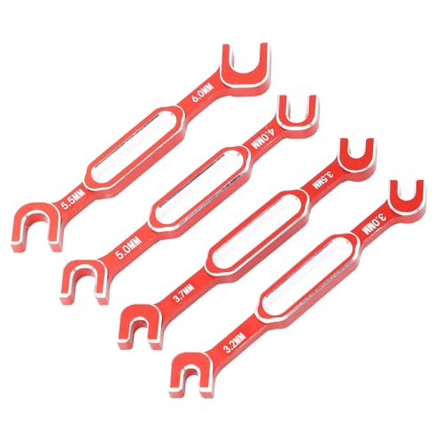 RC Car Maintenance Wrench Set Lightweight Aluminum Alloy Turnbuckle Nut Ball Joint Remover 4PCS for RC Vehicle Repair or Daily Maintenance (Red) - color: Red