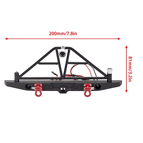 Aluminium Alloy Anti-Collision Front/Rear Bumper Protective Bar with LED Lights Compatible with Axial SCX10 90046 TRX-4 SCX10 iii AX103007 1/10 RC Crawler Car Upgrade Parts (Rear Bumper) - style: Rear Bumper