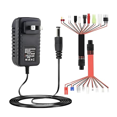 RC Battery Charger, 19 Groups NiMH Battery Charger Compatible with 1.2V 2.4V 3.2V 4.8V 6V 7.2V 7.4V 8.4V 9.6V 10.8V 12V RC Car Aircraft Toy, Fast Charging with Intelligent System (100-240V)