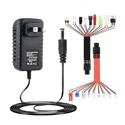RC Battery Charger, 19 Groups NiMH Battery Charger Compatible with 1.2V 2.4V 3.2V 4.8V 6V 7.2V 7.4V 8.4V 9.6V 10.8V 12V RC Car Aircraft Toy, Fast Charging with Intelligent System (100-240V)