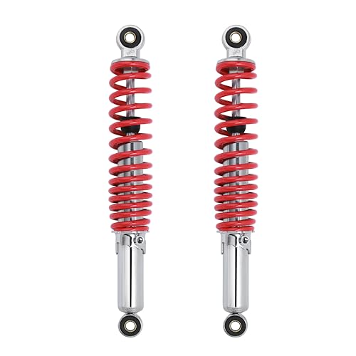 Minho Dual Rear Shock Absorbers with Adjustable Spring Preload in Heavy Iron Material Compatible with Chinese GY6 4-Stroke Engine Taotao ATV Go Kart,Red Color,330MM Length - size: 330mm