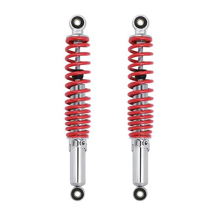 Minho Dual Rear Shock Absorbers with Adjustable Spring Preload in Heavy Iron Material Compatible with Chinese GY6 4-Stroke Engine Taotao ATV Go Kart,Red Color,330MM Length - size: 330mm