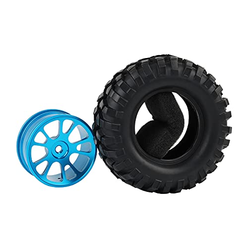 Blue Aluminum 12mm Wheel Rim & 96mm Crawler Tires, Pack of 4 | Lock Nuts Included, For 1:10 RC Rock Crawler Truck, Compatible with Tamiya CC01 F350, Compatible with RC4WD D90 TF2 - color: Blue