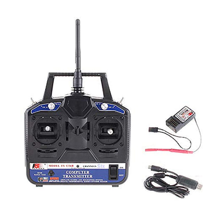 2.4G FS-CT6B 6 CH Radio Model RC Transmitter & Receiver PPM/GFSK Heli/Airplane/Glid 12V DC