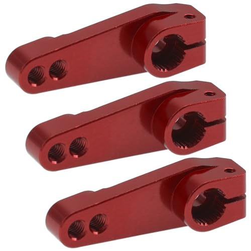 ShareGoo 3Pcs Metal 25T Servo Horn 25 Teeth Steering Servo Arm M3 Threads Compatible with Futaba Savox Power HD HSP Servos Motor Fit for 1/8 1/10 RC Off Road Crawler Drift Car Boat (Red) - color: Red
