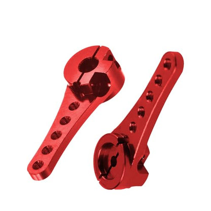 2Pcs Aluminum 25T Servo Horn Long Steering Servo Arm 46mm Length for DIY RC Car/Boat/AirplanesBoat Model Accessories with M2.5 Screws(Red)