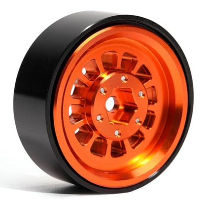 1.3” Aluminum Beadlock Wheels, -4.53mm Offset CNC 7 mm Hex Rims for 1/18 1/24 RC Crawler TRX4M, Axial SCX24 AX24, Redcat Ascent-18, FMS FCX24, 4 pcs, Orange - color: Orange