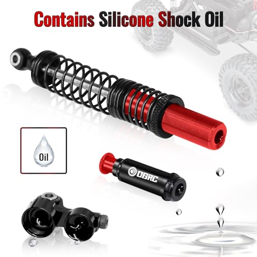 OGRC 100mm Aluminum Adjustable Piggyback Shock Absorber RC Damper for Axial SCX10 TRX4 TRX6 D90 1/10 RC Crawler Upgrade Parts (Red) - color: Red