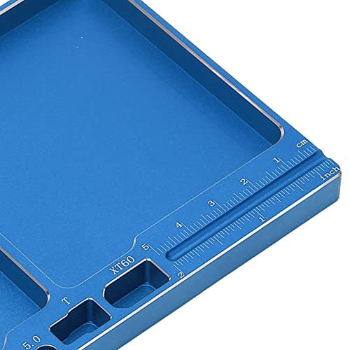 RC Magnetic Tray, 16x10x1.1cm Universal Aluminium Alloy Screw Tray RC Model Repair Tool Tray with Magnetic Pad for RC Trucks (Blue) - color: Blue