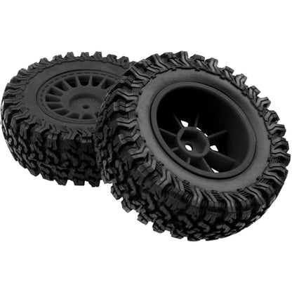 4Pcs HIRCQOO 1.9" RC Crawler Tires OD 90mm Rubber Tire and Plastic Wheel Rims 12mm Hex Compatible with 1/10 Axial SCX10 D90 Tamiya CC01 TF2 TRX4 RC Crawler (Black) - color: Black
