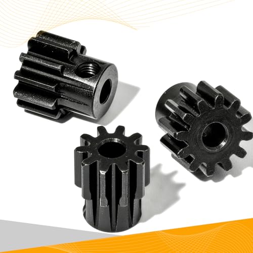 0.8M Pinion Gear Set Hardened Steel 3.175mm Shaft 10T 11T 12T Pinion Gears with Screws and Hex for Tamiya, Traxxas, Arrma, Axial, Losi, HPI 1/10 RC Car Brushless Brush Motor Upgrade - size: 10 11 12T