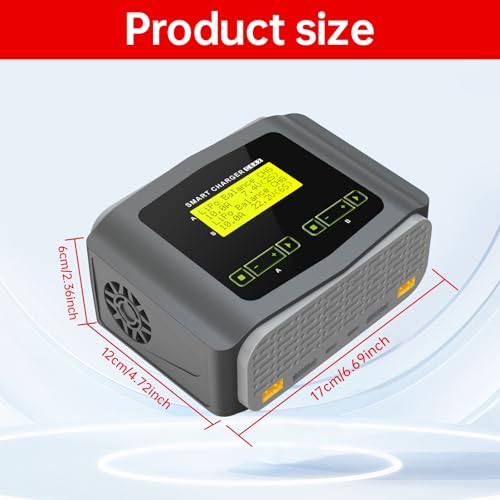 LiPo Battery Charger Dual RC Charger Discharger 10A Fast Balance Battery Charger for 1-6S LiPo LiHV Li-ion Life 1-15S NiMH NiCD PB Smart Battery RC Car Drone, Large Screen