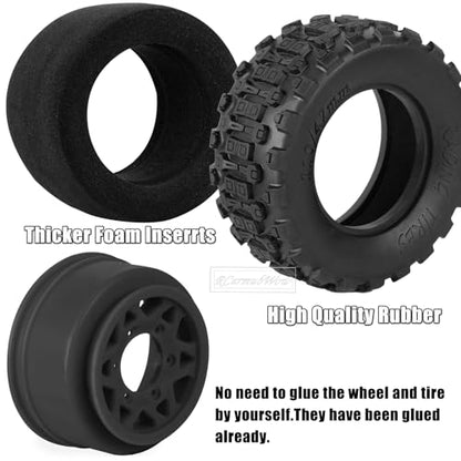 RC Truck Tires RC Wheels and Tires,12mm/14mm/17mm Hex RC Tires for 1/10 Slash 4×4 2WD,Arrm a Senton,Axia1 Red cat Rc 4wd,Off-Road Tire w/RC Wheels Hex,Black - color: Black(4pcs)