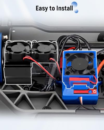 VXL-3s ESC Cooling Fan and Motor Dual Fan, Fit for 1/10 Traxxas Slash 4×4 VXL/Rustler 4X4 VXL/Stampede 4X4 VXL/Hoss 4×4 VXL/Velineon VXL 3s Cooling Fan, Black - color: Black