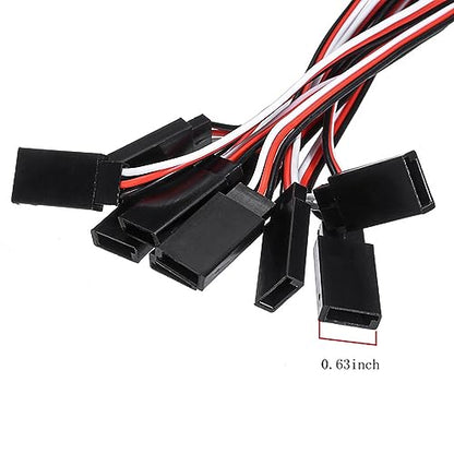 55Pcs 6Sizes Male to Female 3 Pin Servo Extension Wire Cable Compatible for Futaba JR RC Servo Extension Connection Control Parts