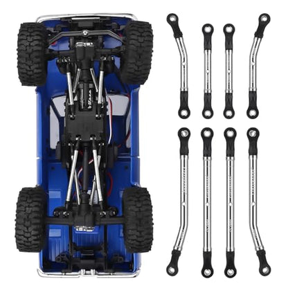High Clearance Links Extended Stainless Steel Chassis Linkage Set for 1/18 Traxxas TRX4M K10 RC Crawler Car Upgrade Parts(8PCS)