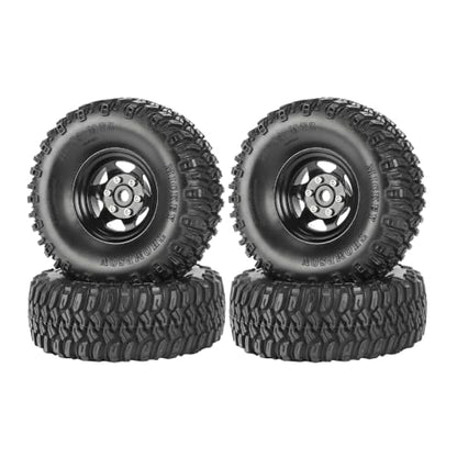 4PCS 1.55 Inch Aluminum Alloy Beadlock Wheel Rim Tyre and 95mm Rubber Tires Set for 1/10 RC Rock Crawler Car Upgrade Parts for Tamiya Axial AX90069 D90 TF2 CC01 LC70(6Spoke-Black) - color: 6spoke-black