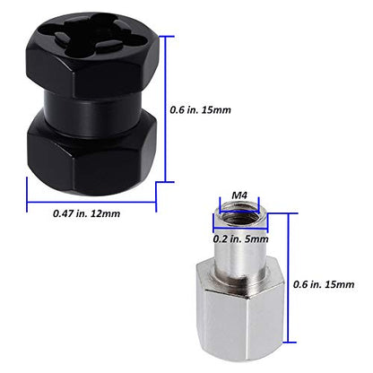 Alloy 12mm Wheel Hub Hex Spacer 15mm Offset Extension Drive Adapter for 1/10 RC Crawler Truck (15mm) - size: 15mm
