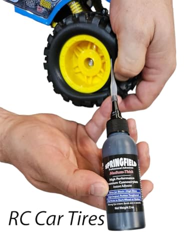 Black Rubber Toughened CA Glue - 2oz Premium Cyanoacrylate Super Glue - Medium-Thick 500 CPS Viscosity Adhesive - RC Tire Glue, Speaker Repair, Knot Filler, Woodworking, Hobby by Springfield Speaker - color: Black Rubberized